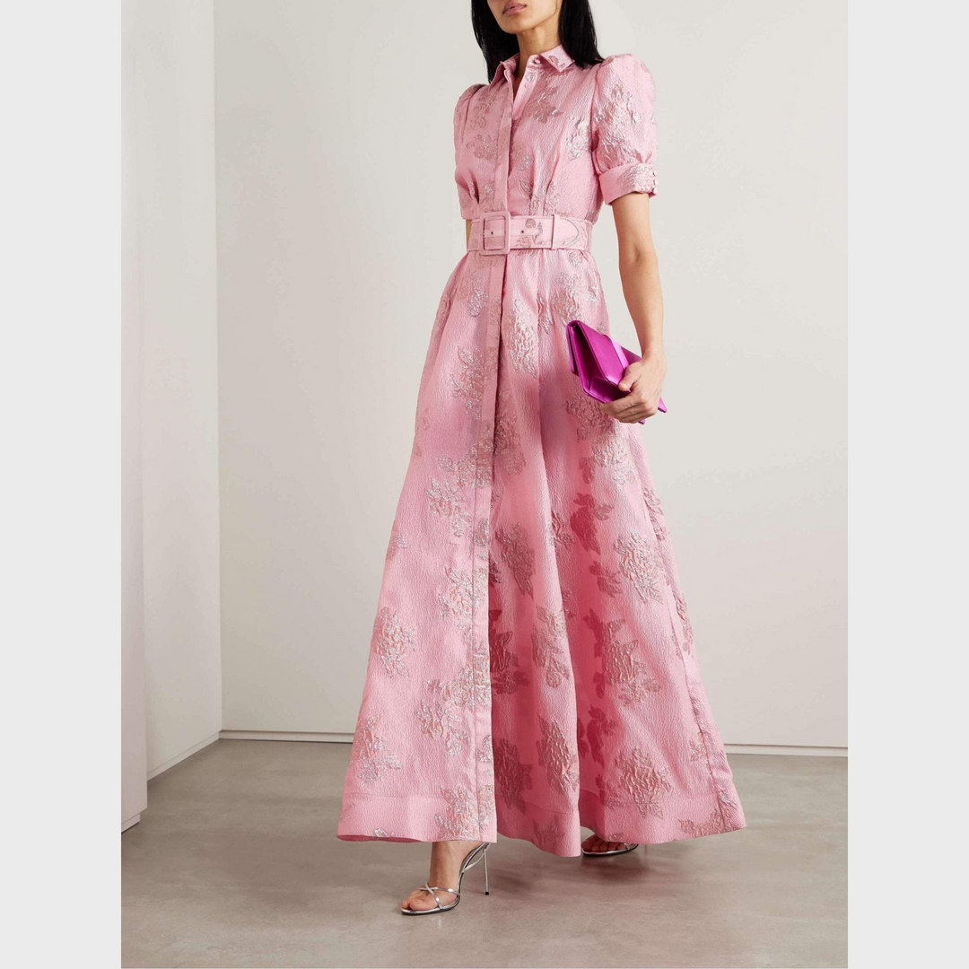 Beatrice™ | Vestido Rosa com Mangas Balão