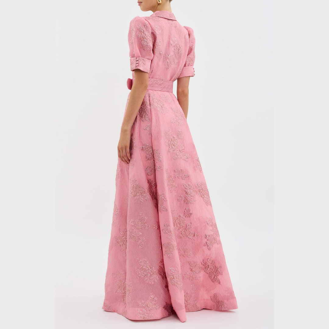 Beatrice™ | Vestido Rosa com Mangas Balão