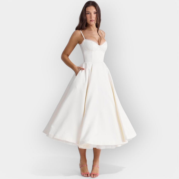 Vestido Midi Branco Liso