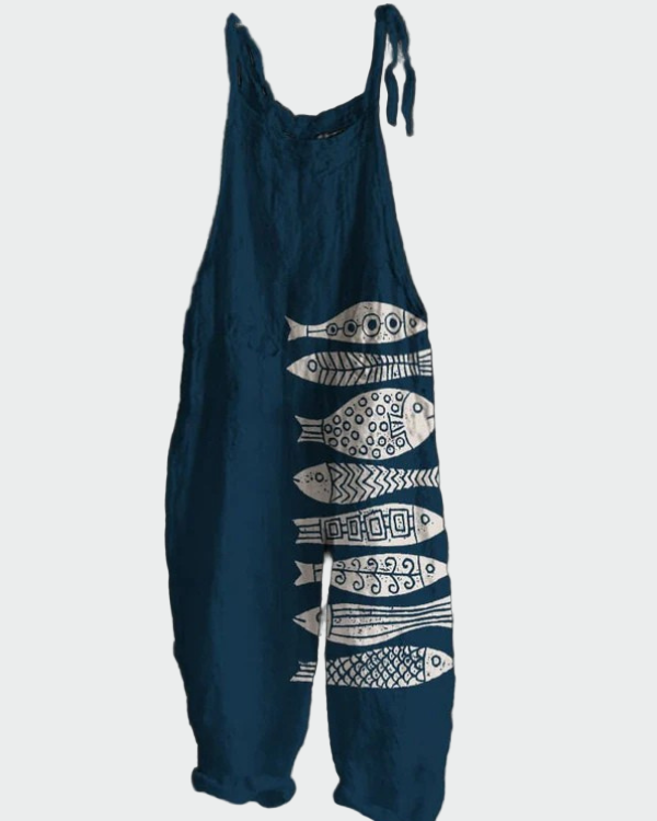 Macacão retro com padrão floral – Estilo elegante e conforto