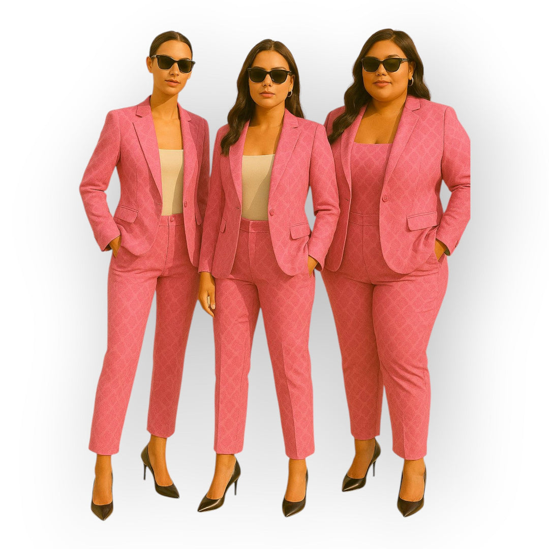 Conjunto elegante de blazer e calças com estética minimalista