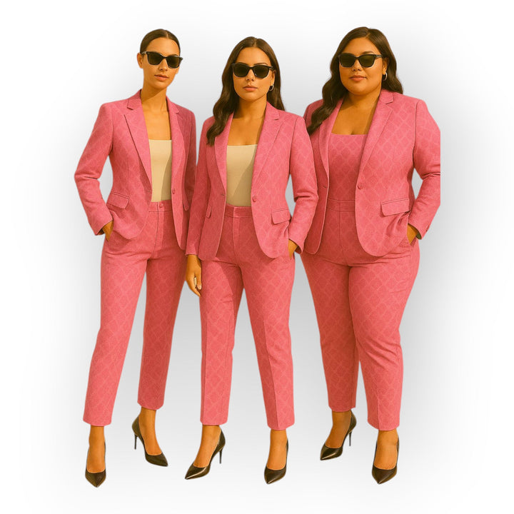 Conjunto elegante de blazer e calças com estética minimalista
