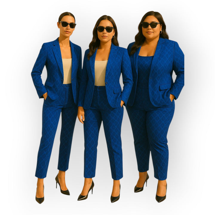 Conjunto elegante de blazer e calças com estética minimalista