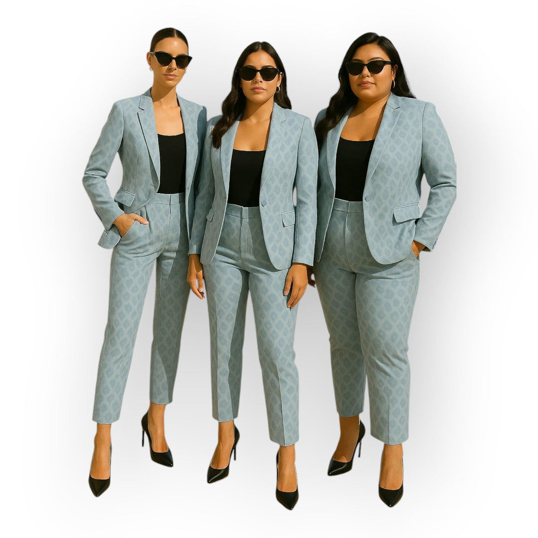 Conjunto elegante de blazer e calças com estética minimalista