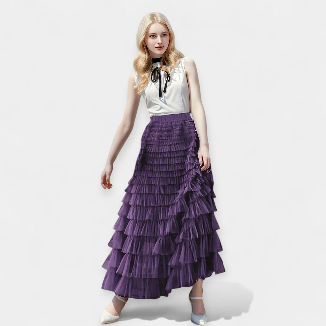 Saia Elegante com Detalhe Decorativo em Tule