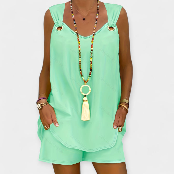 Conjunto de Blusa Sem Mangas e Calções