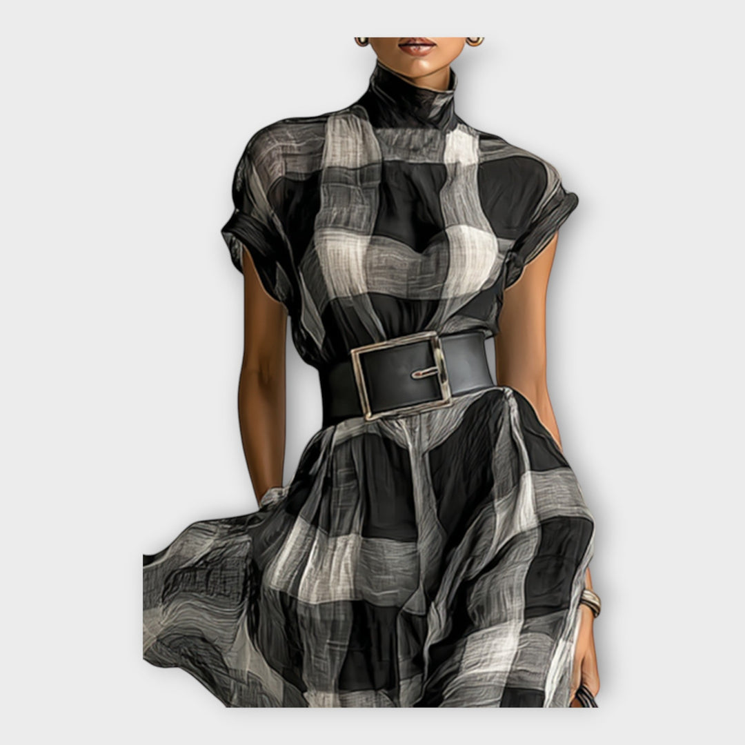 Vestido com fluxo requintado e elegância