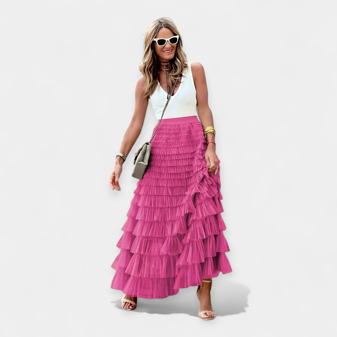 Sáia Boho com Acabamento em Cetim de Rede