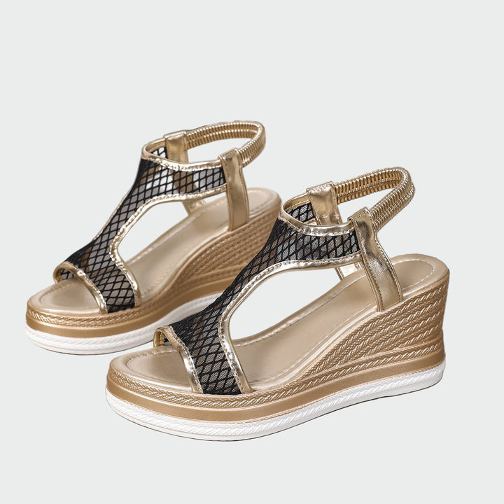 Sandálias femininas slip-on ortopédicas elegantes com plataforma