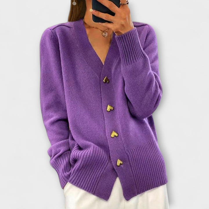 Marij – Sweater feminino com decote em V em estilo vintage