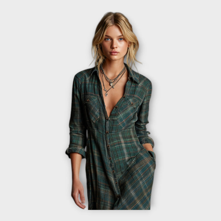 Vestido tipo camisa com elegância atemporal