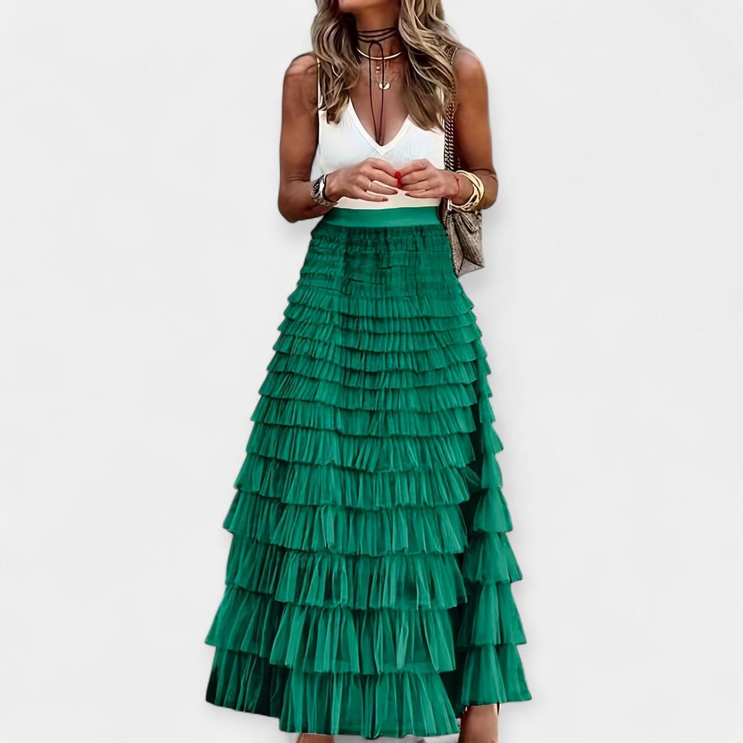Sáia Boho com Acabamento em Cetim de Rede