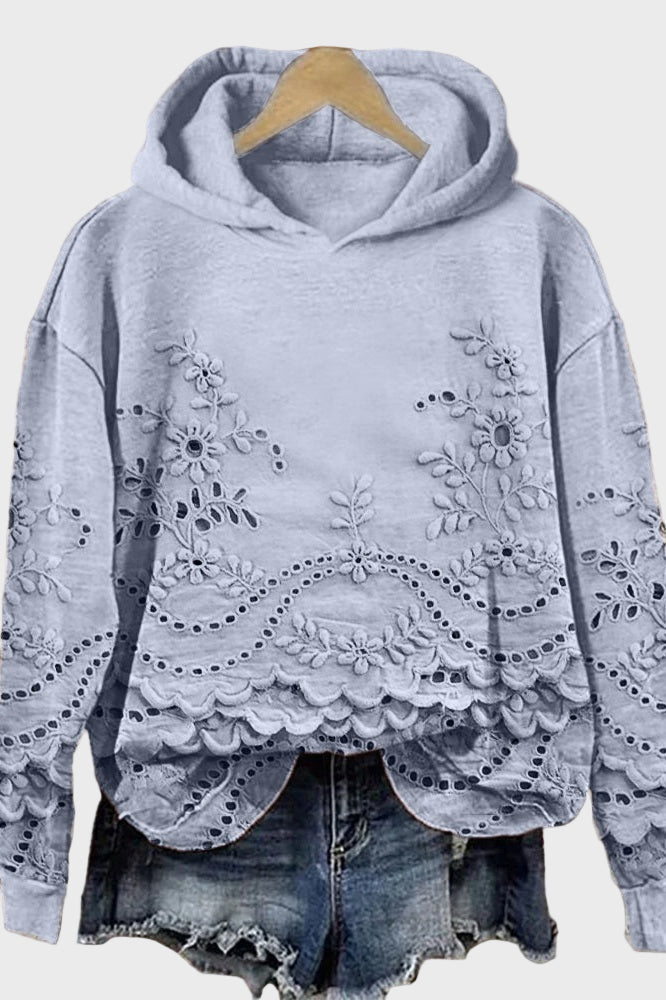 Sweatshirt com Capuz em Renda Verde Pradaria