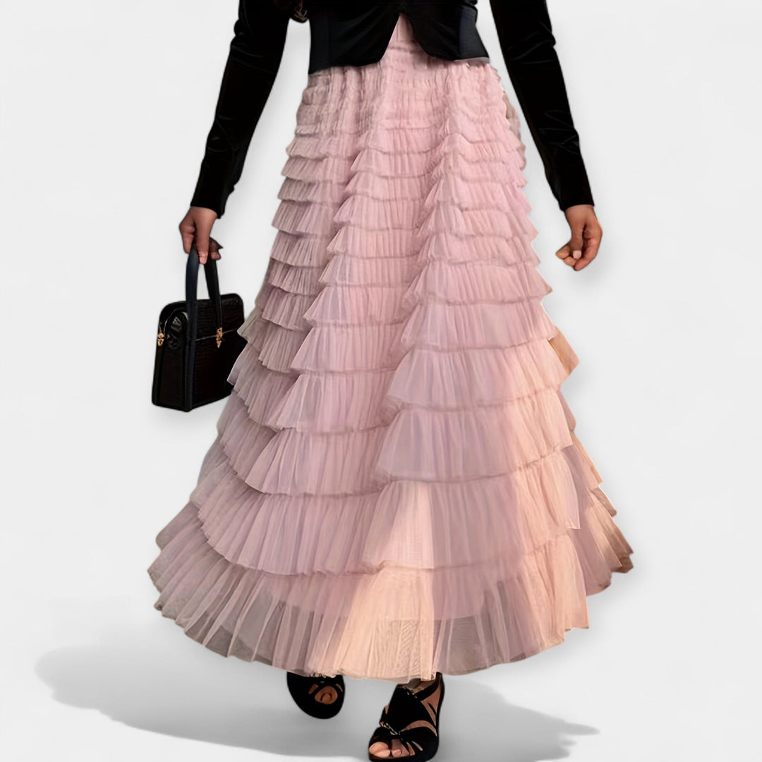 Saia Elegante com Detalhe Decorativo em Tule