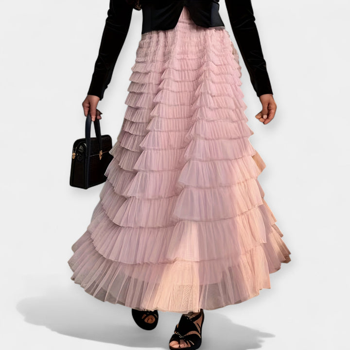 Saia Elegante com Detalhe Decorativo em Tule