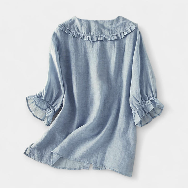 Camisa com Riscas e Gola Decorativa