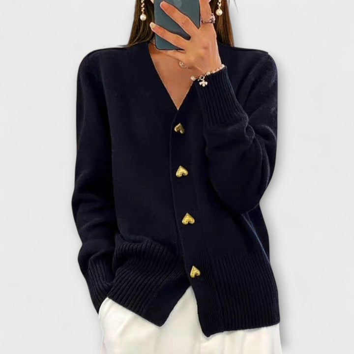 Marij – Sweater feminino com decote em V em estilo vintage