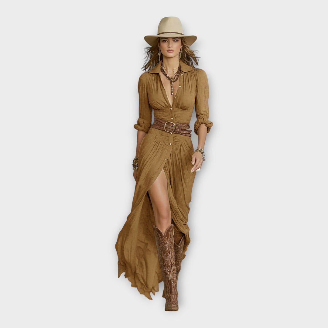 Vestido longo com elegância boémia
