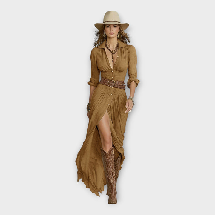 Vestido longo com elegância boémia