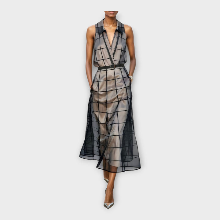 Vestido elegante com detalhes modernos e design requintado