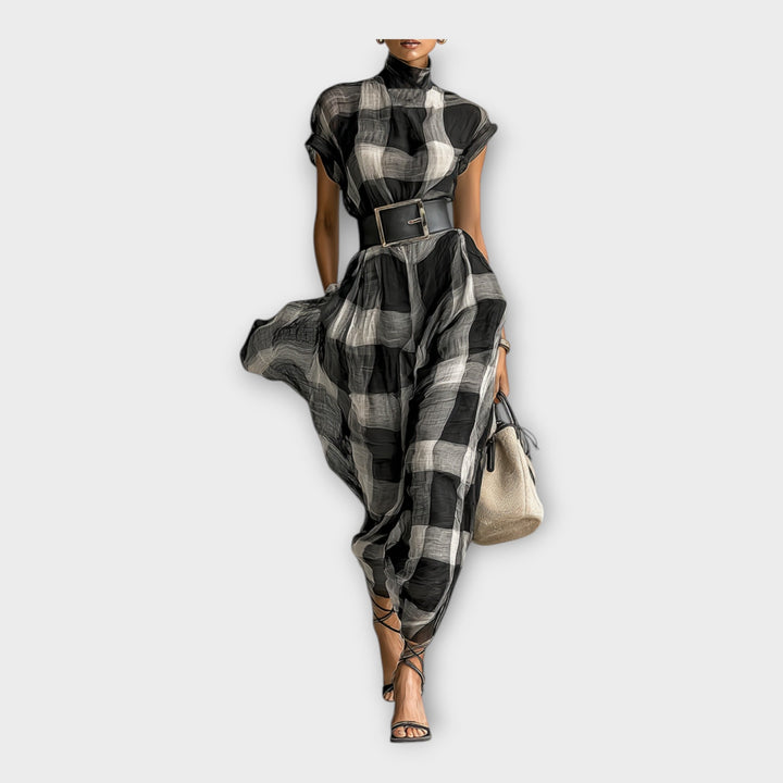 Vestido com fluxo requintado e elegância