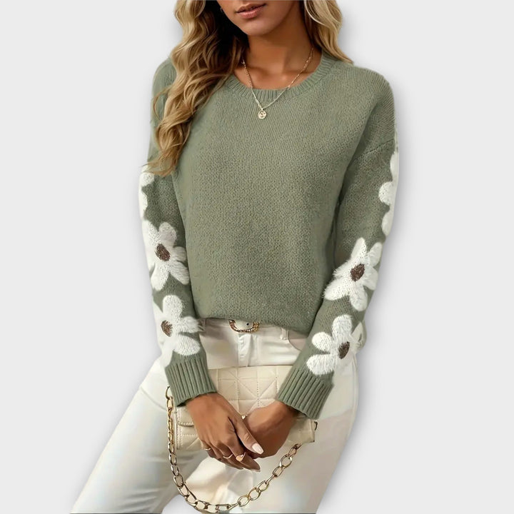 Silke - Sweater macio com padrão de flores