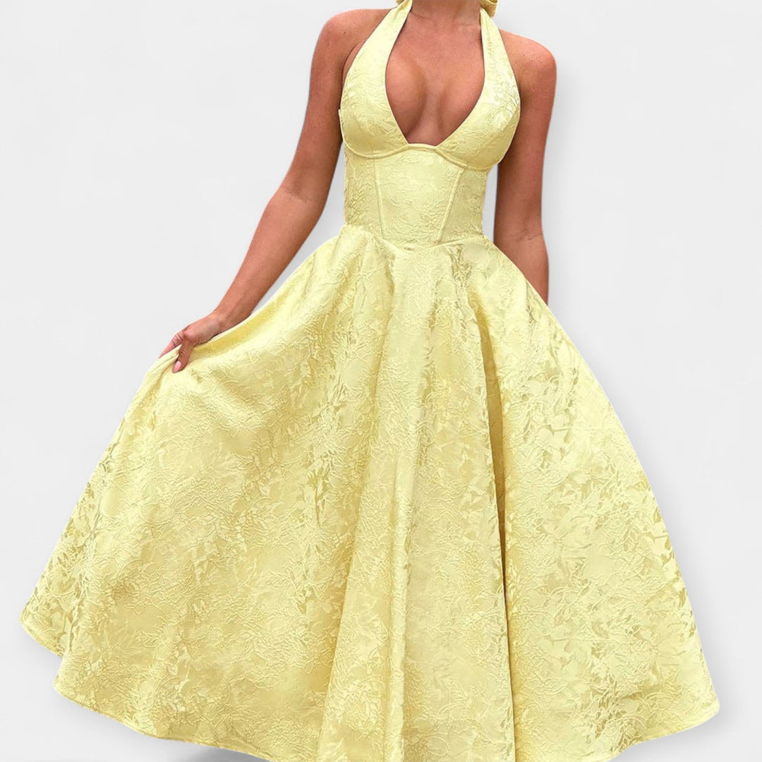 Vestido Midi com Costas Descobertas e Estiloso Corset