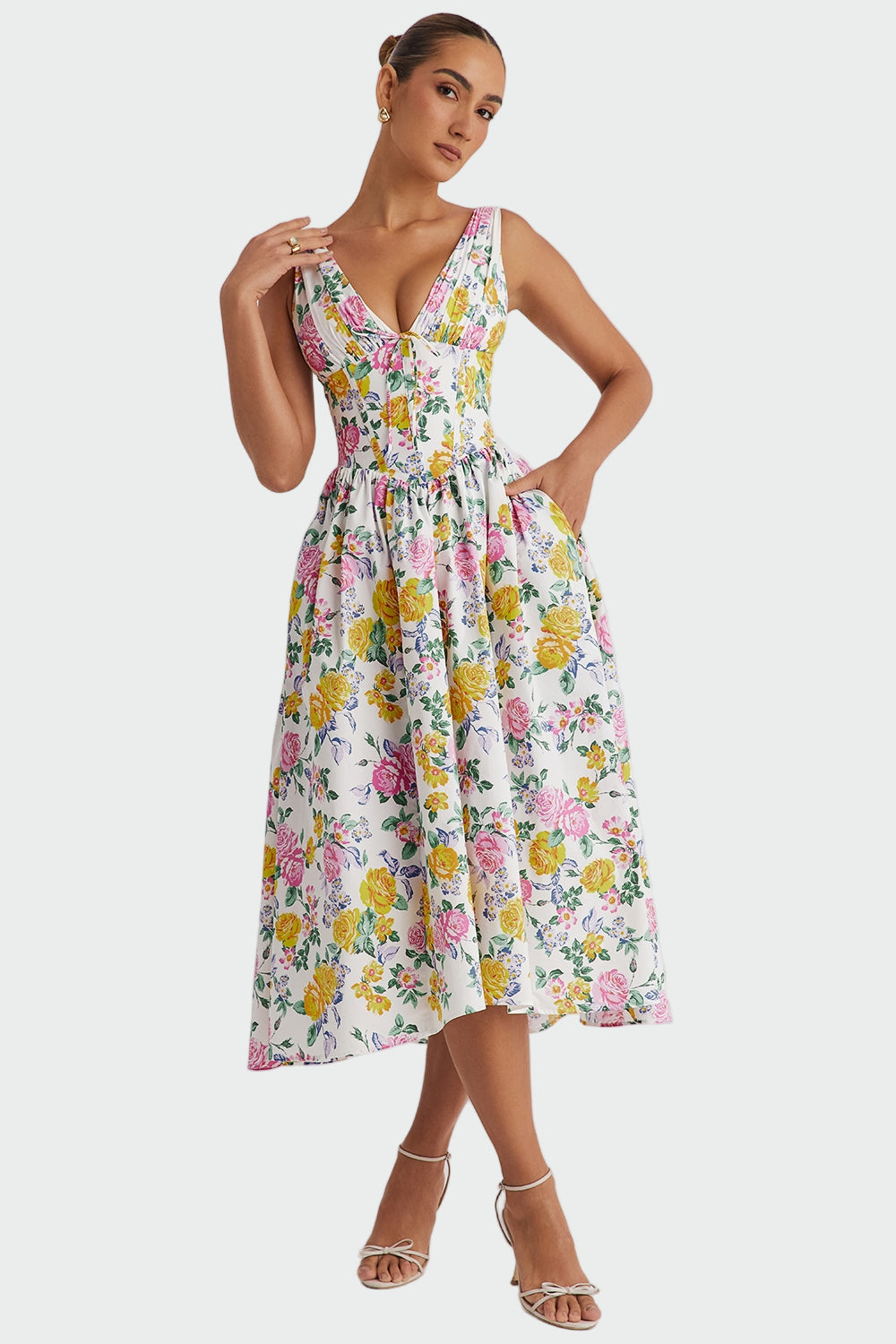 Vestido Midi de Romântica Floral