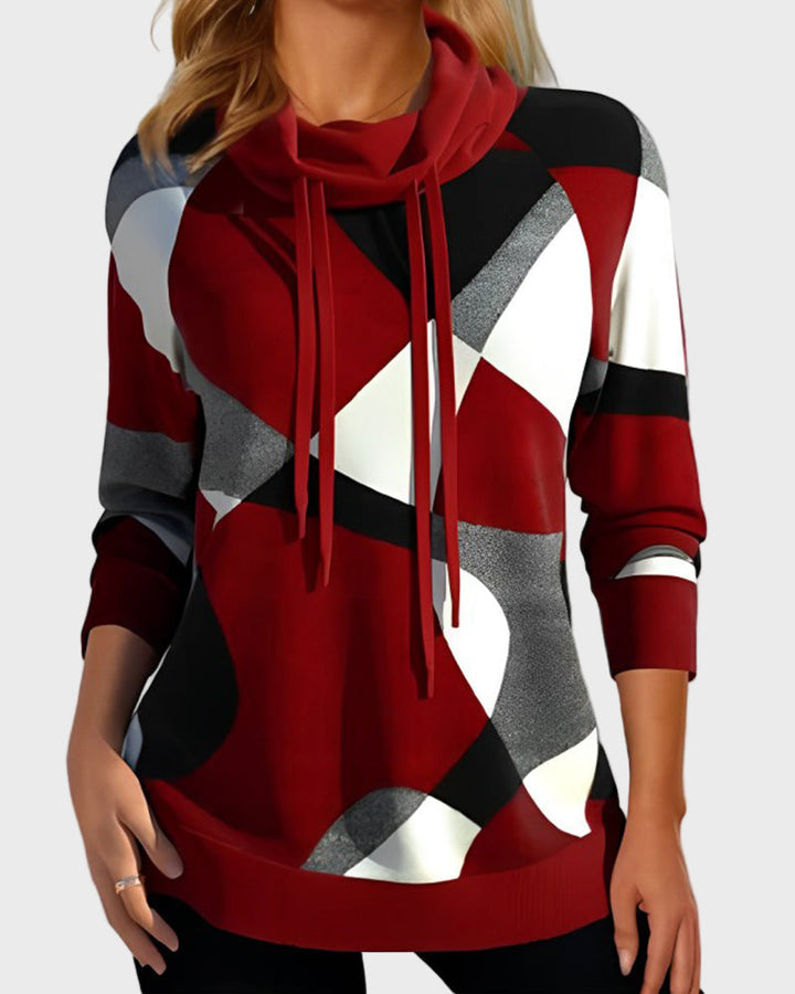 Sweatshirt Tricotada com Design Artístico e Capuz
