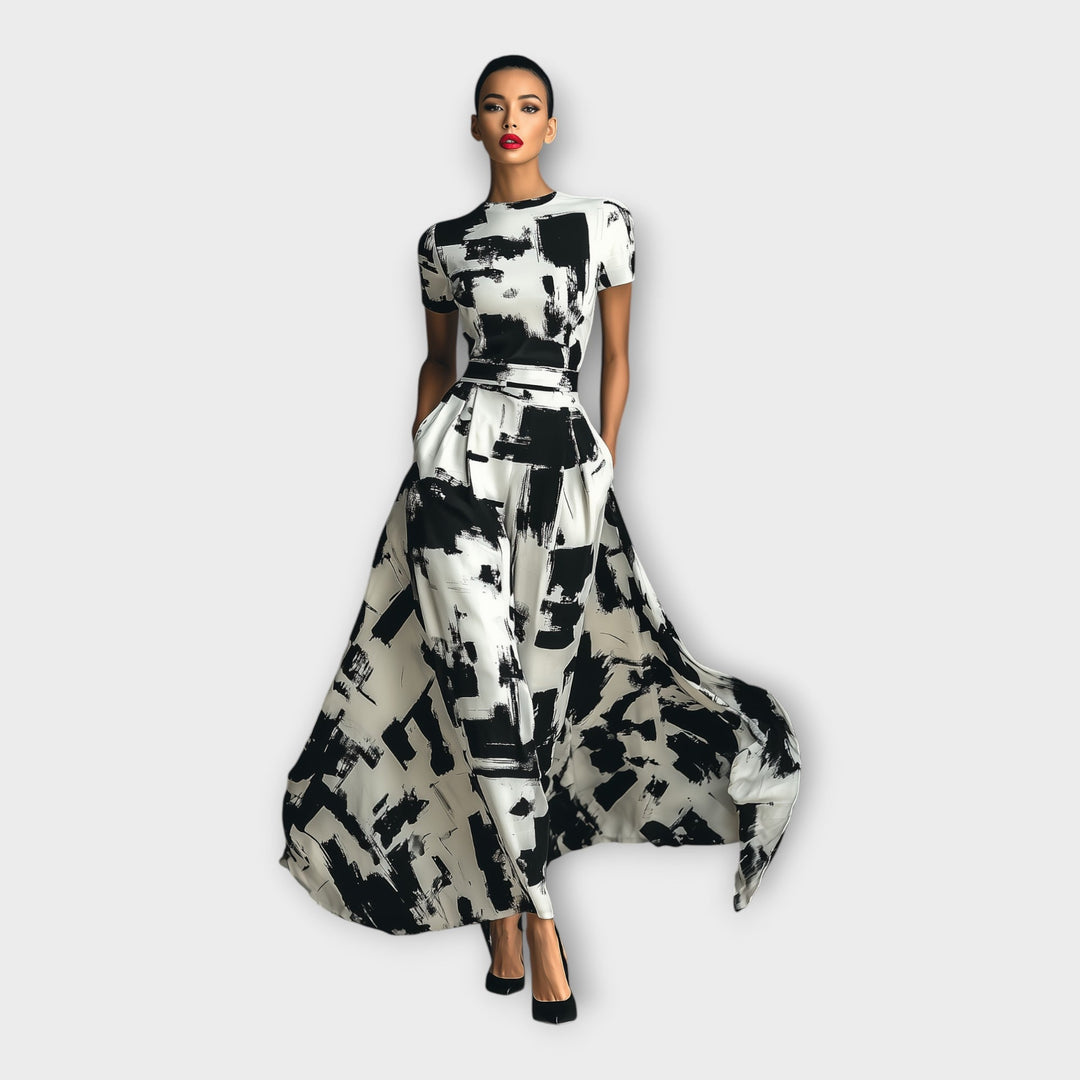 Vestido longo com elegância artística
