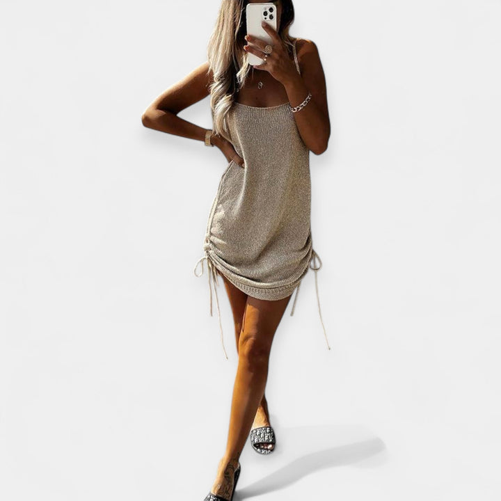 Vestido Tricot sem Mangas com Cinto
