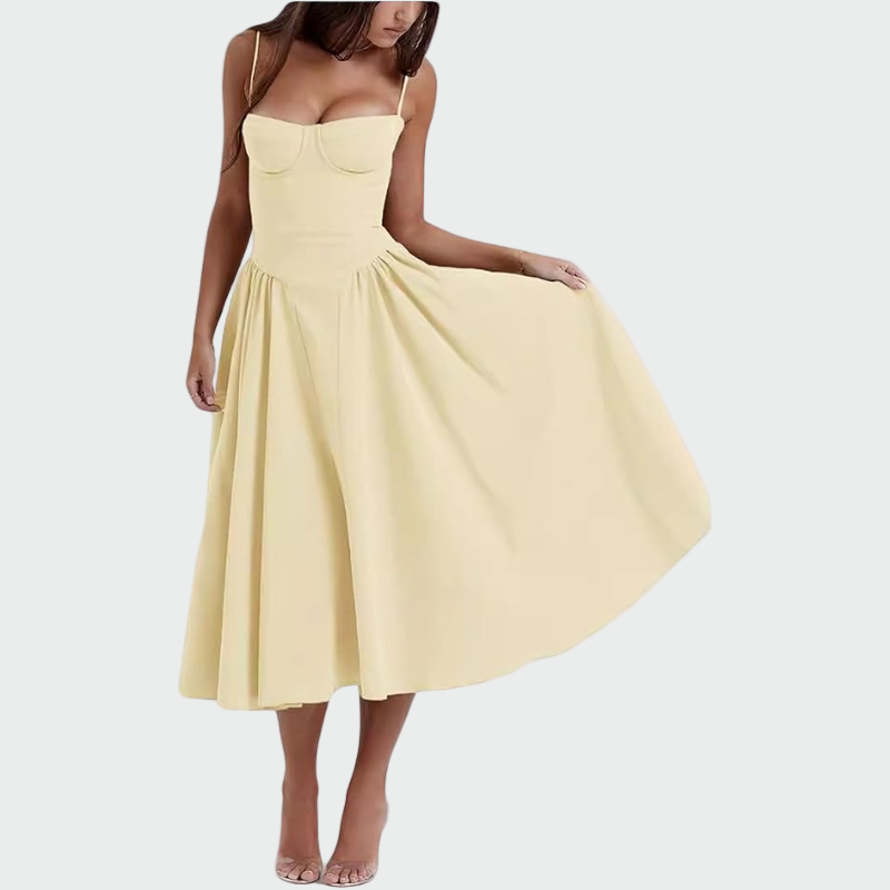 Vestido Maxi de Cetim com Alças Finas
