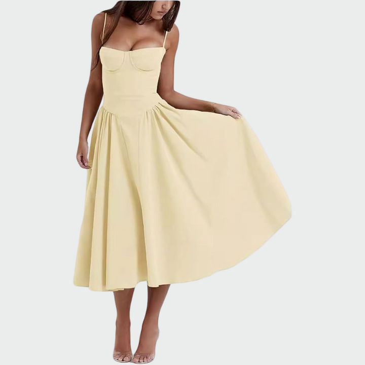 Vestido Maxi de Cetim com Alças Finas