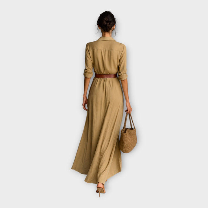 Vestido arejado com elegância intemporal