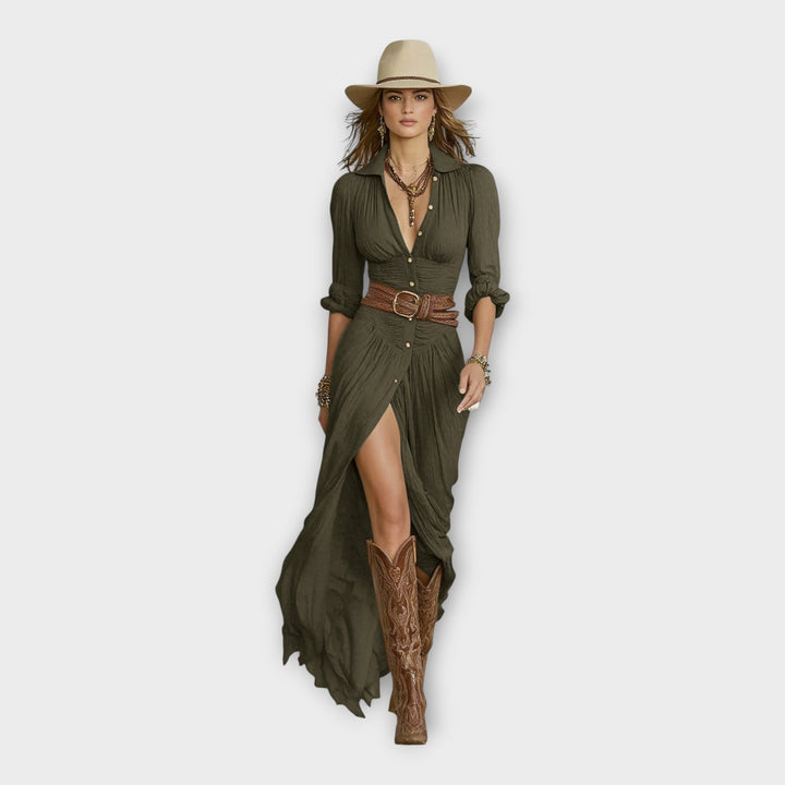 Vestido longo com elegância boémia