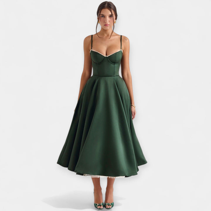 Vestido Midi com Transparências de Tule