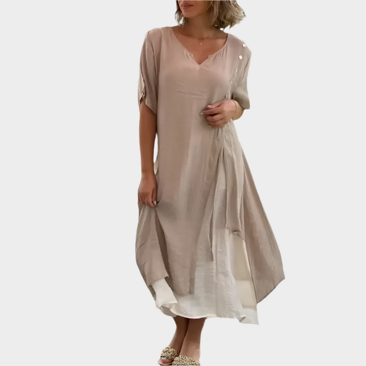 Vestido Maxi Clássico em Cor Sólida