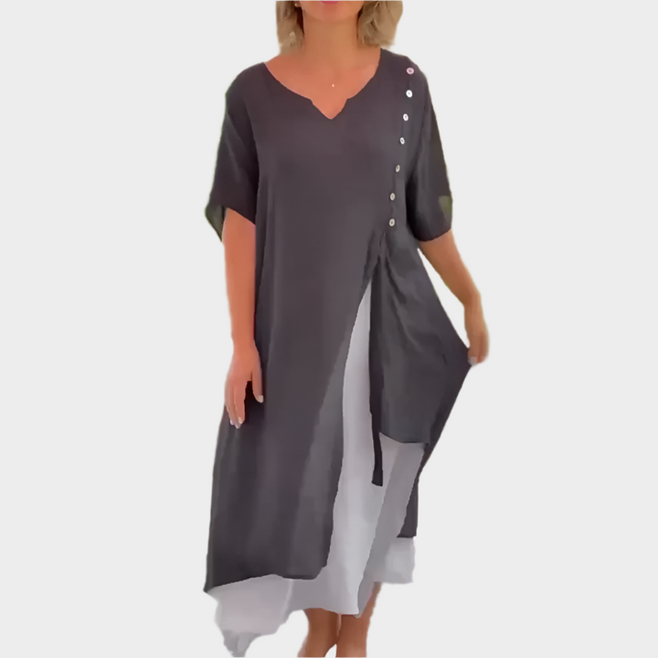 Vestido Maxi Clássico em Cor Sólida