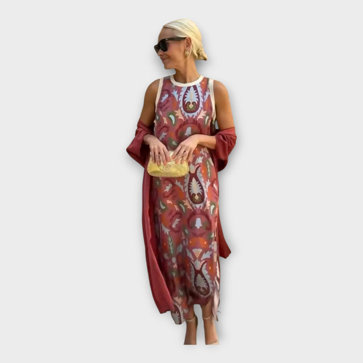 Vestido Elegante com Padrões Impressionantes