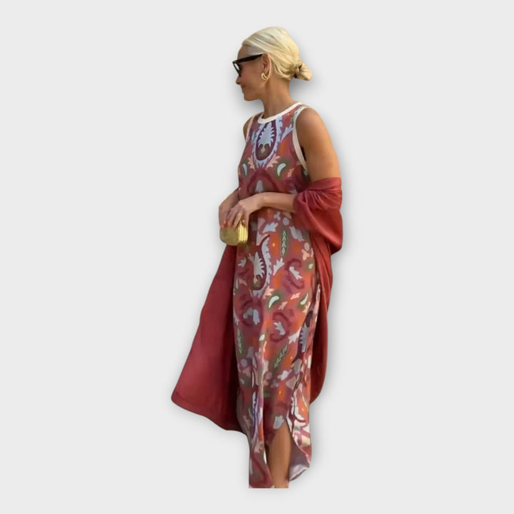 Vestido Elegante com Padrões Impressionantes