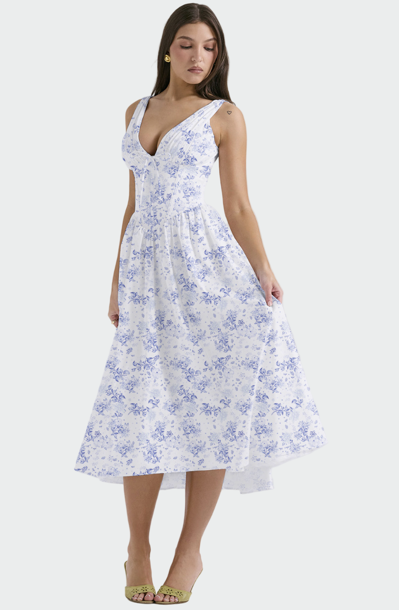 Vestido Midi de Romântica Floral