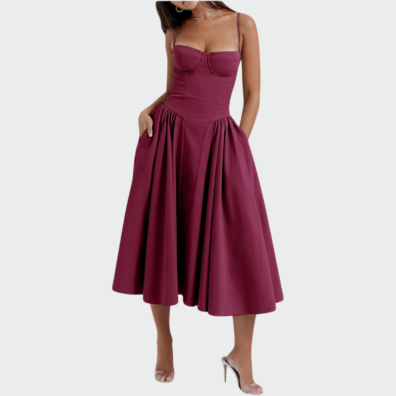 Vestido Maxi de Cetim com Alças Finas