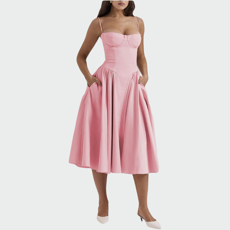 Vestido Maxi de Cetim com Alças Finas