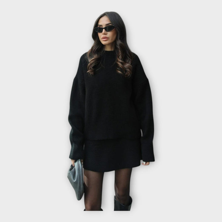 Conjunto de Blusa de Malha e Saia com Linha Moderna