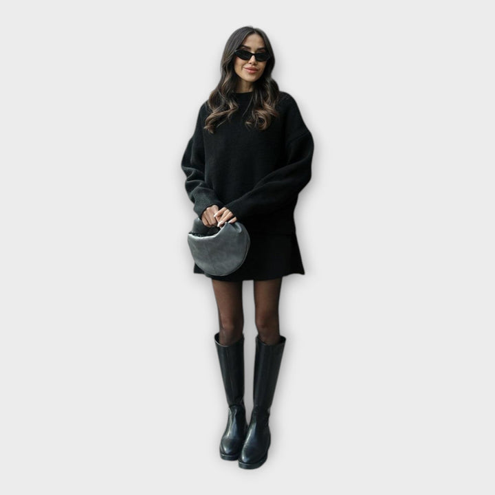 Conjunto de Blusa de Malha e Saia com Linha Moderna