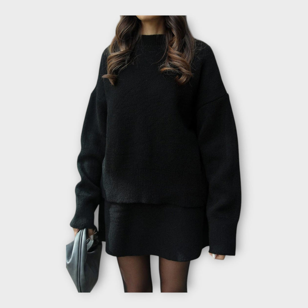 Conjunto de Blusa de Malha e Saia com Linha Moderna