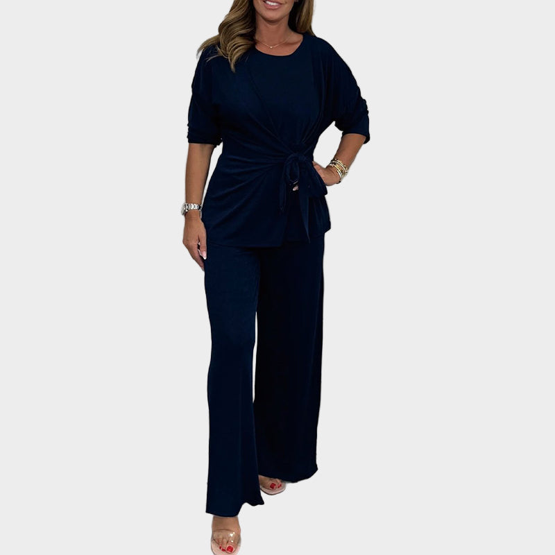 Conjunto Feminino Macio de 2 Peças com Mangas Longas e Corte Confortável
