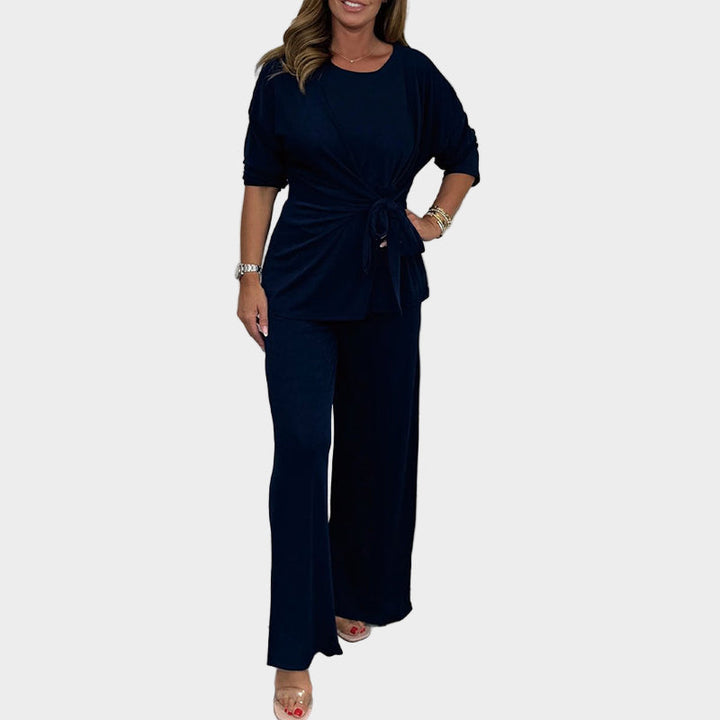 Conjunto Feminino Macio de 2 Peças com Mangas Longas e Corte Confortável