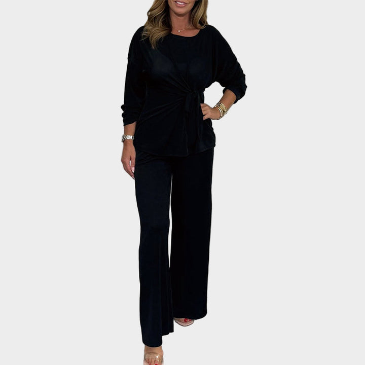 Conjunto Feminino Macio de 2 Peças com Mangas Longas e Corte Confortável