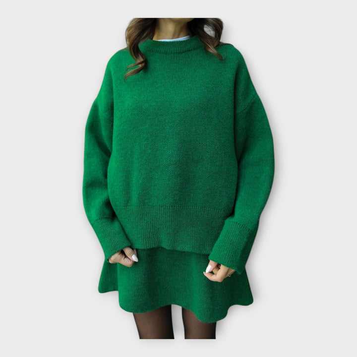 Conjunto de Blusa de Malha e Saia com Linha Moderna